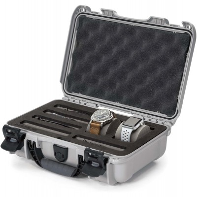 Case w/ Foam Insert  For 2 Watches + 5 Knives Silver Interio