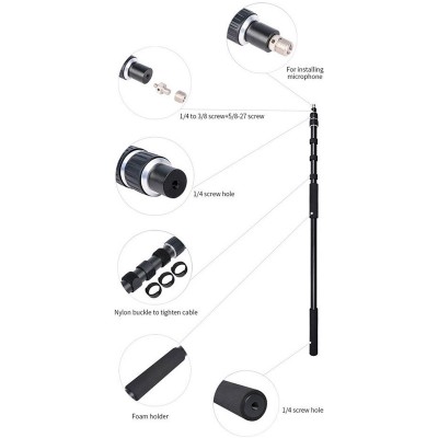 Aluminium Microphone Boompole (109-250cm) Universal