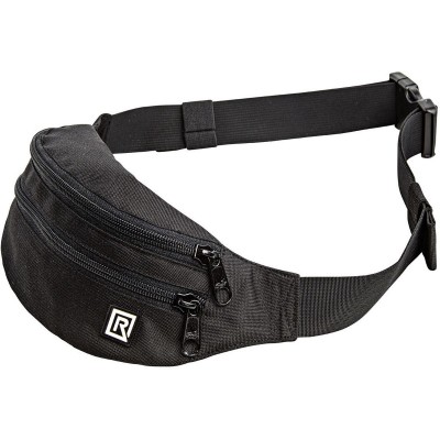 Waist Pack w/ 2 Zippered Pockets / Belt - Black